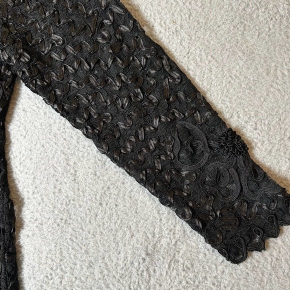 S.M Collection Top Womens S Black Lace‎ Beaded Dressy Embellished Holiday Party - Picture 6 of 11